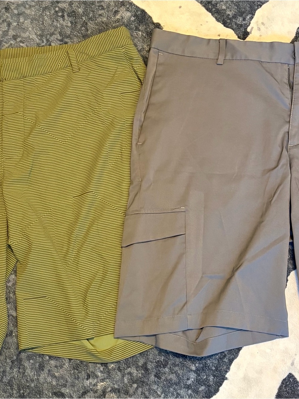 Nike Men's Olive Green Striped & Taupe Cargo Shorts